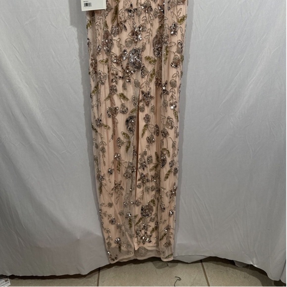 NWT $498 Mac Duggal [ 8 ] Hand Beaded Floral Spaghetti Strap Gown in‎ Rose Pink - Picture 11 of 13